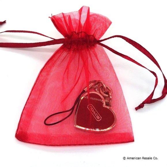 COACH Red Enamal Heart Locket Lanyard Cell Phone/Purse Charm, Keychain Fob #1657 - Picture 9 of 9